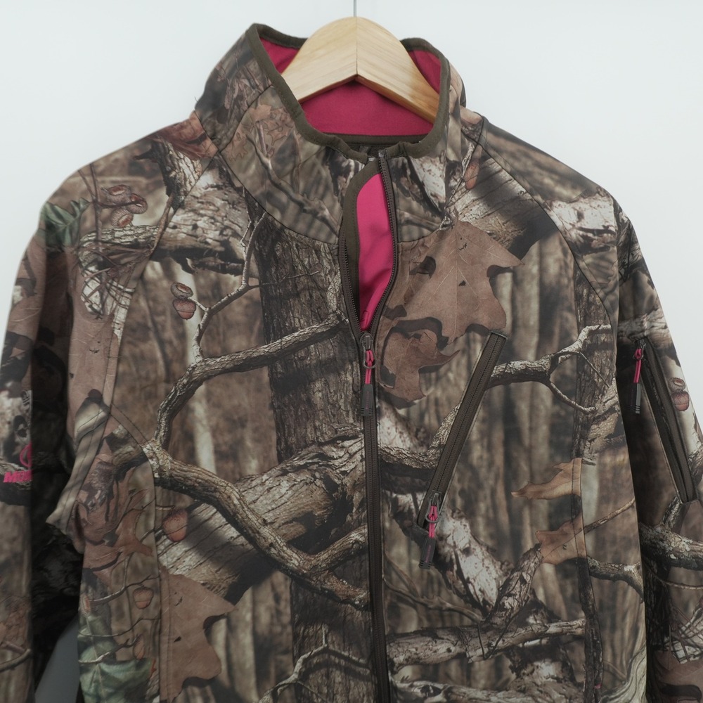 Mossy Oak Softshell Jacket Womens XL Camo Break-Up Infinity Pink Trim Hunting